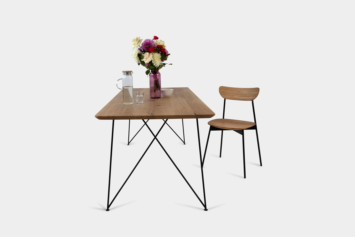 Bauhaus Walnut Dining Table on Metal Legs | AEMILIA-Hardman Design