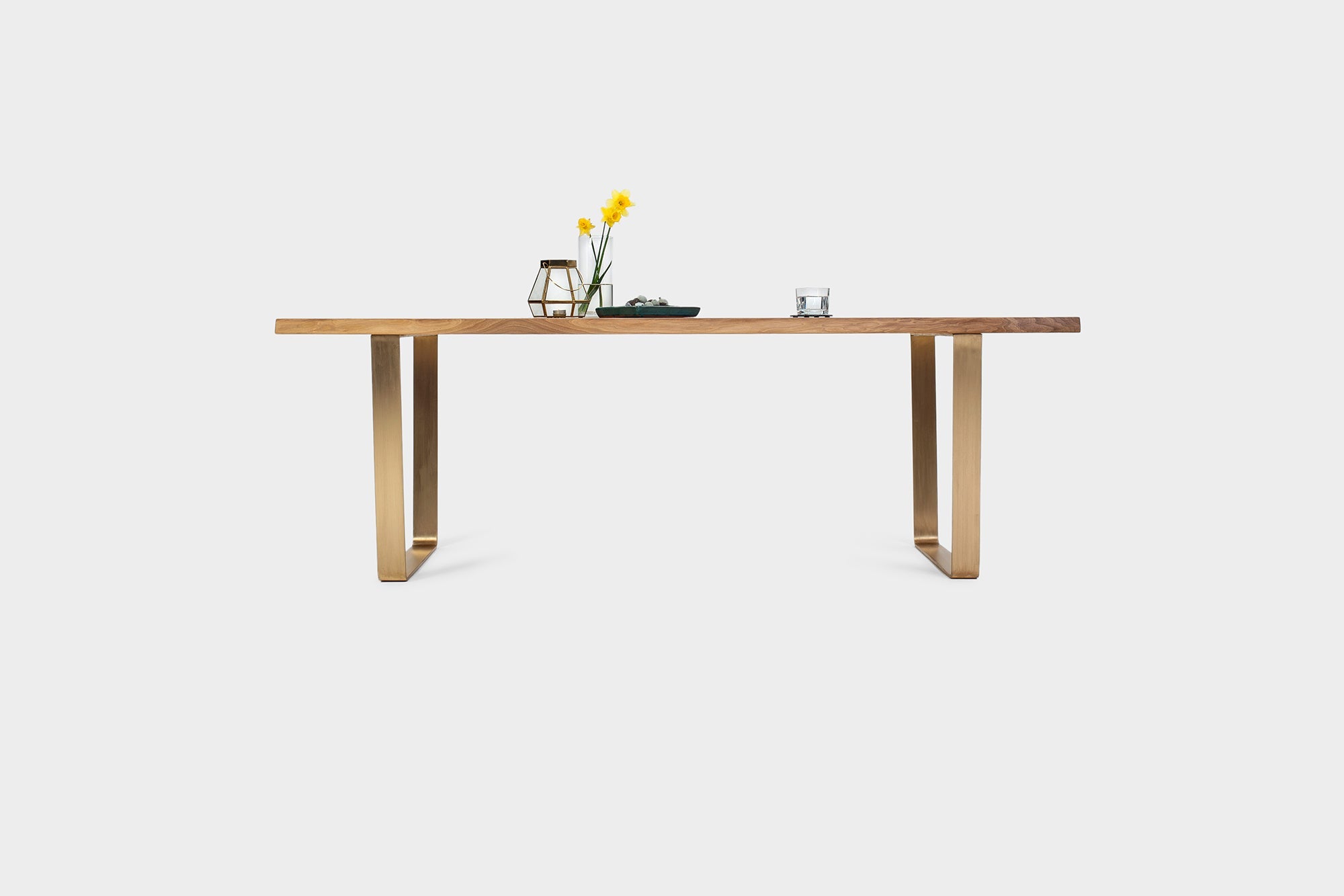 Walnut Dining Table on Brass U-Legs | MILANO-Hardman Design