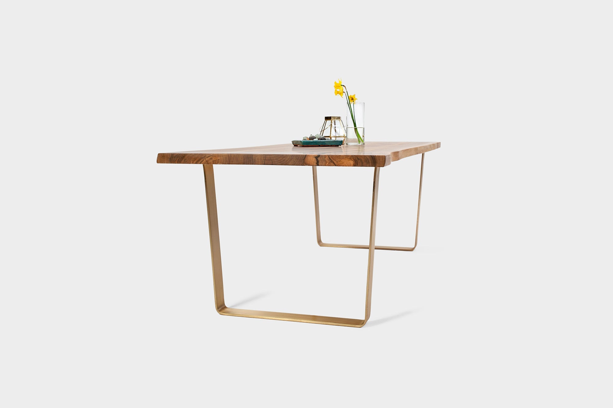 Walnut Dining Table on Brass U-Legs | MILANO-Hardman Design