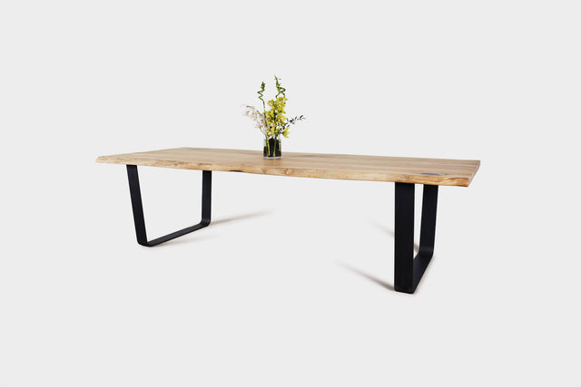Live Edge Dining Table on Steel Legs Made from two Oak Boards | JULIA-Hardman Design
