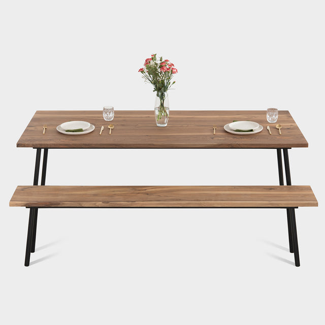 MIRA Walnut Collection | Extendable Walnut Dining Table & Bench Set