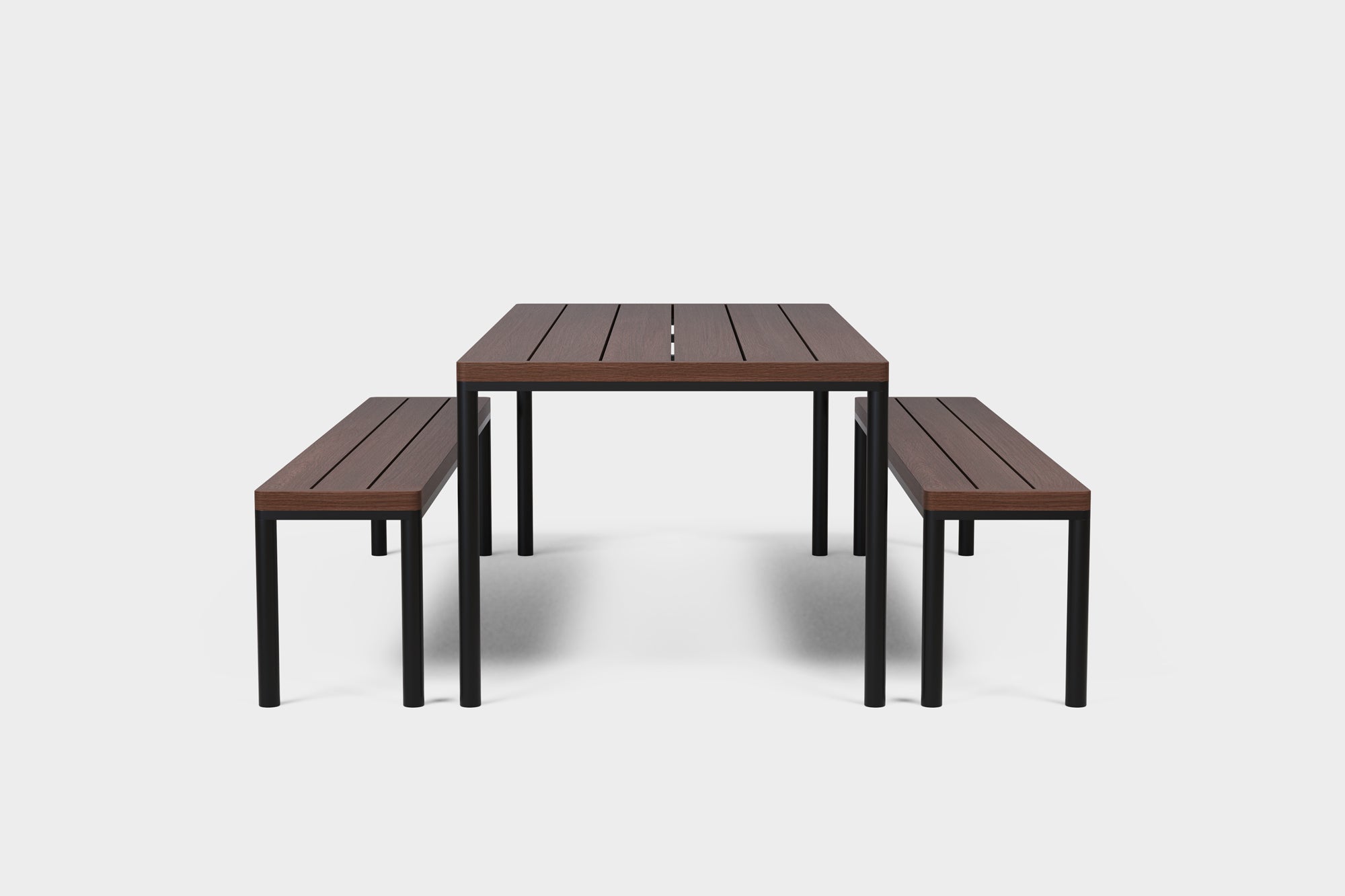 FRANKIE | Outdoor Esstischset aus geräuchertem Ascheholz