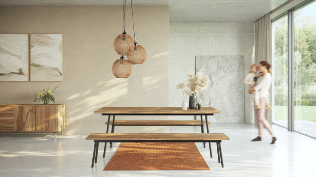 MIRA Walnut Collection | Extendable Walnut Dining Table & Bench Set