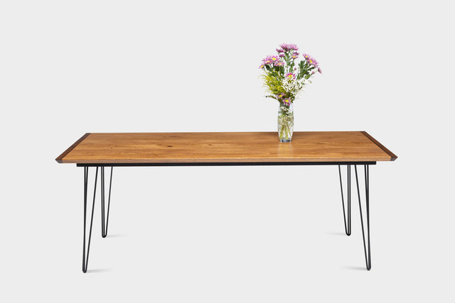 EVE | Mid Century Modern Oak Dining Table on Steel Legs
