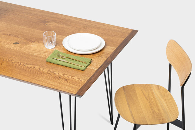 EVE | Mid Century Modern Oak Dining Table on Steel Legs