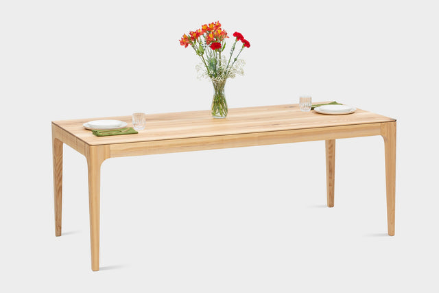 CAROLINA Collection Ash | Minimalist Designer Table - Solid Wood with Wooden Legs
