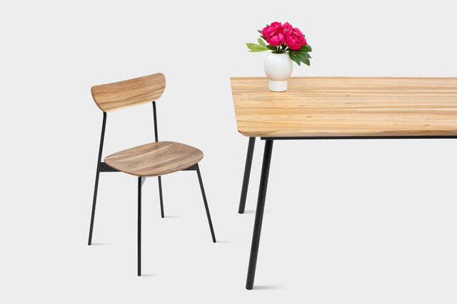 MAYA | Mid Century Walnut Dining Chair With Steel Legs