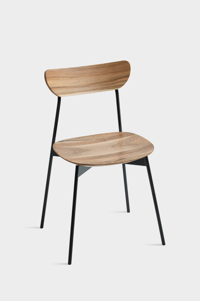 MAYA | Mid Century Walnut Dining Chair With Steel Legs