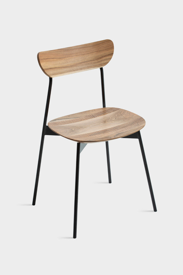 MAYA | Mid Century Walnut Dining Chair With Steel Legs