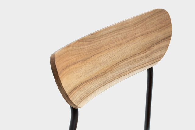 MAYA | Mid Century Walnut Dining Chair With Steel Legs