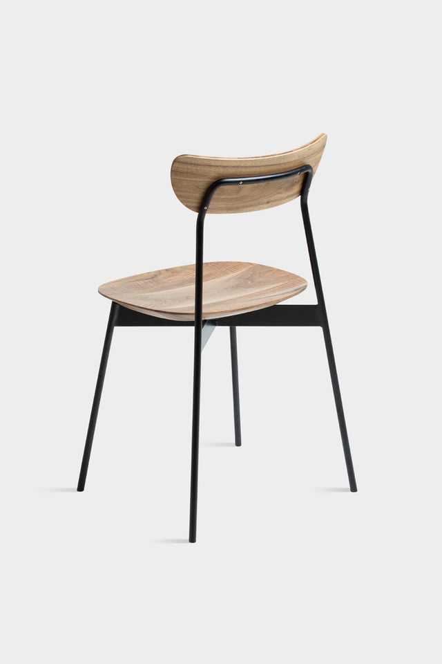 MAYA | Mid Century Walnut Dining Chair With Steel Legs