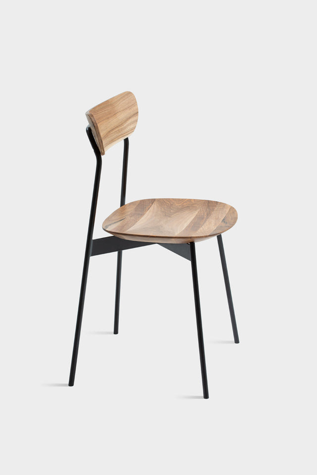 MAYA | Mid Century Walnut Dining Chair With Steel Legs