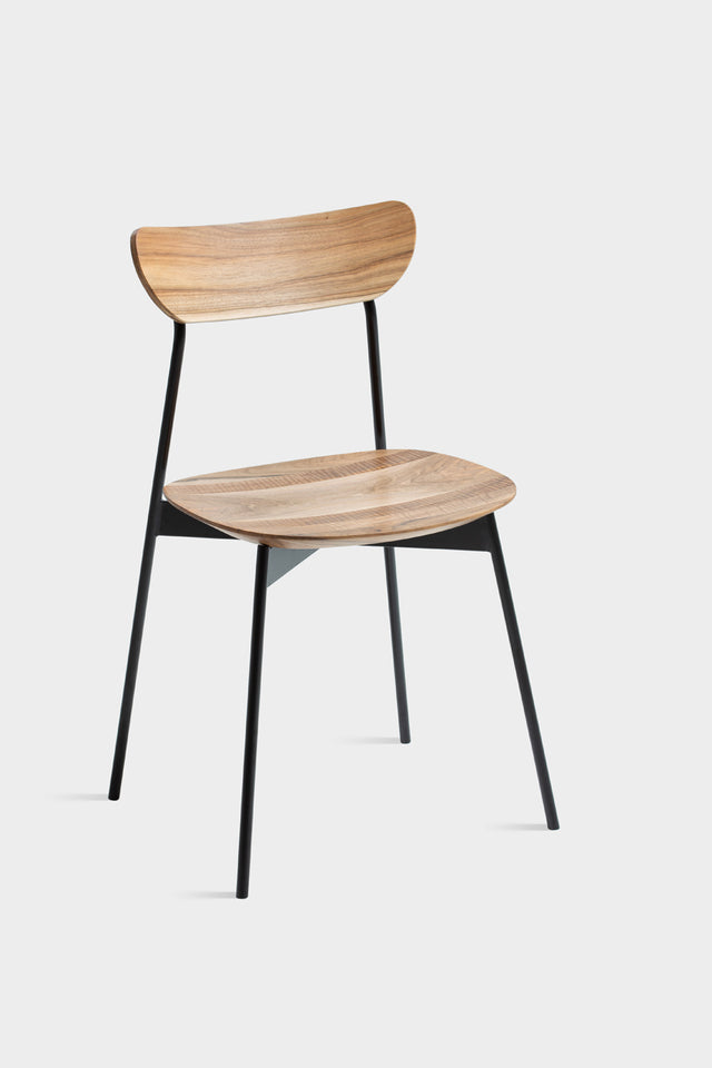 MAYA | Mid Century Walnut Dining Chair With Steel Legs