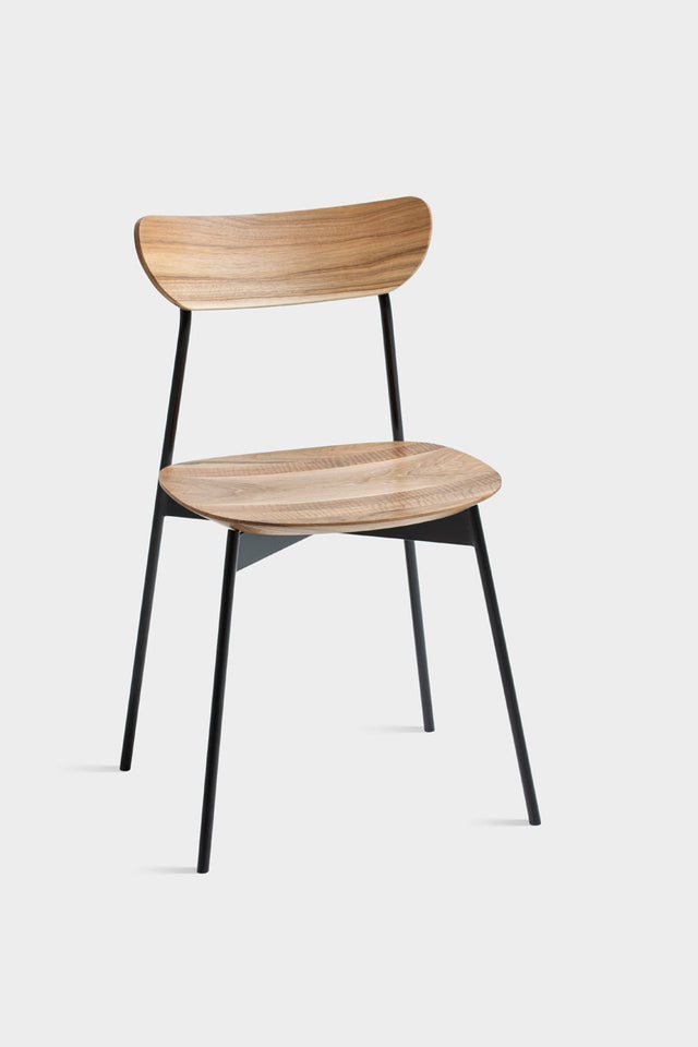 MAYA | Mid Century Walnut Dining Chair With Steel Legs