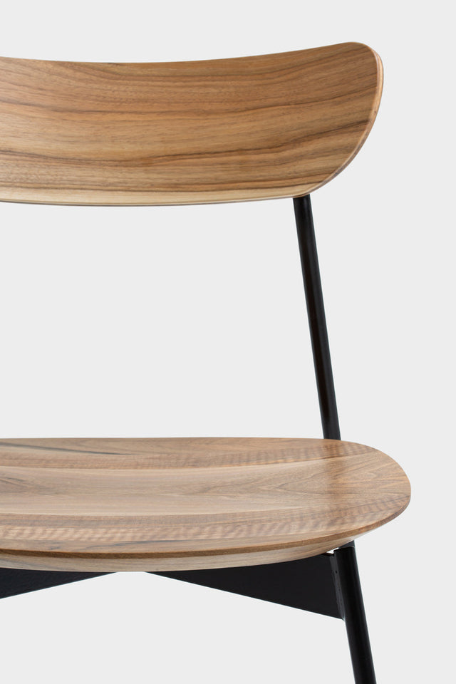 MAYA | Mid Century Walnut Dining Chair With Steel Legs