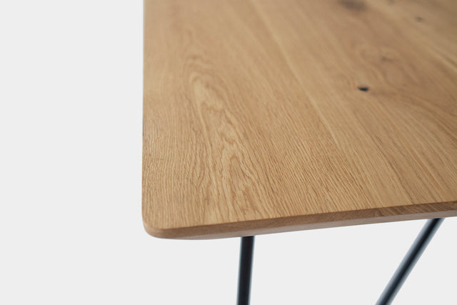 AEMILIA | Bauhaus Oak Dining Table on Metal Legs