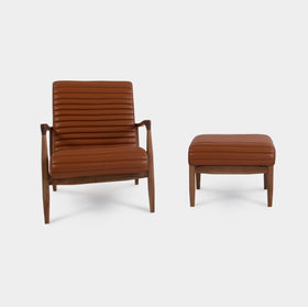 LAICA | Modern Armchair and Ottoman in Italian Leather or Wool image 9