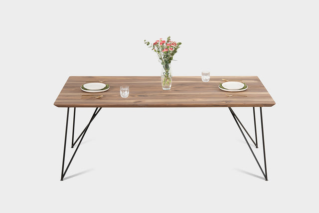 AEMILIA | Bauhaus Walnut Dining Table on Metal Legs