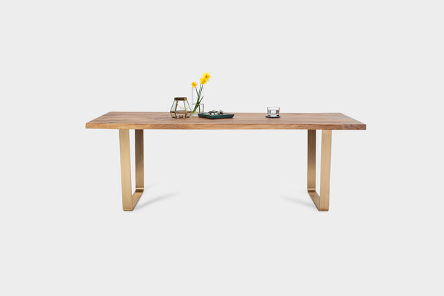 Walnut Dining Table on Brass U-Legs | MILANO-Hardman Design