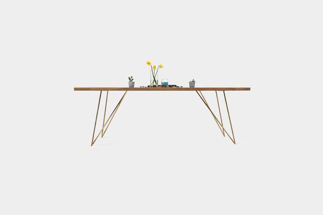 EMILIE | Mid Century Modern Oak Dining Table on Brass Legs