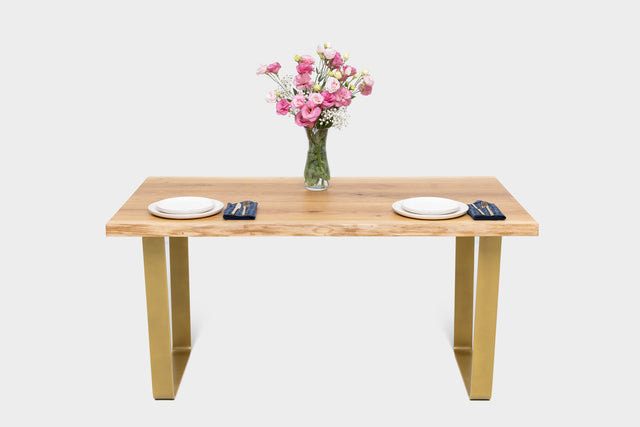 MILANO | Live Edge Dining Table With Oak Top and Steel Legs