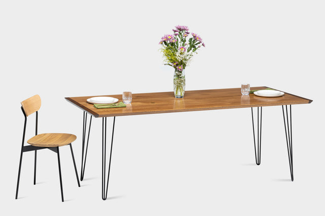EVE | Mid Century Modern Oak Dining Table on Steel Legs