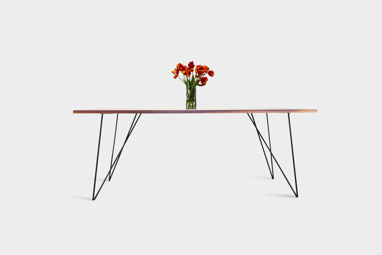 Table with Bench Walnut Metal Legs Extendable AEMILIA Hardman Design