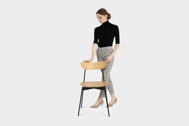 MAYA | Mid Century Dining Chair With Steel Legs
