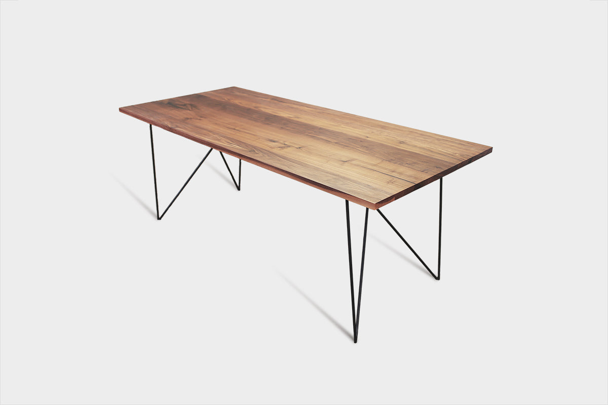 Bauhaus Walnut Dining Table on Metal Legs | AEMILIA-Hardman Design