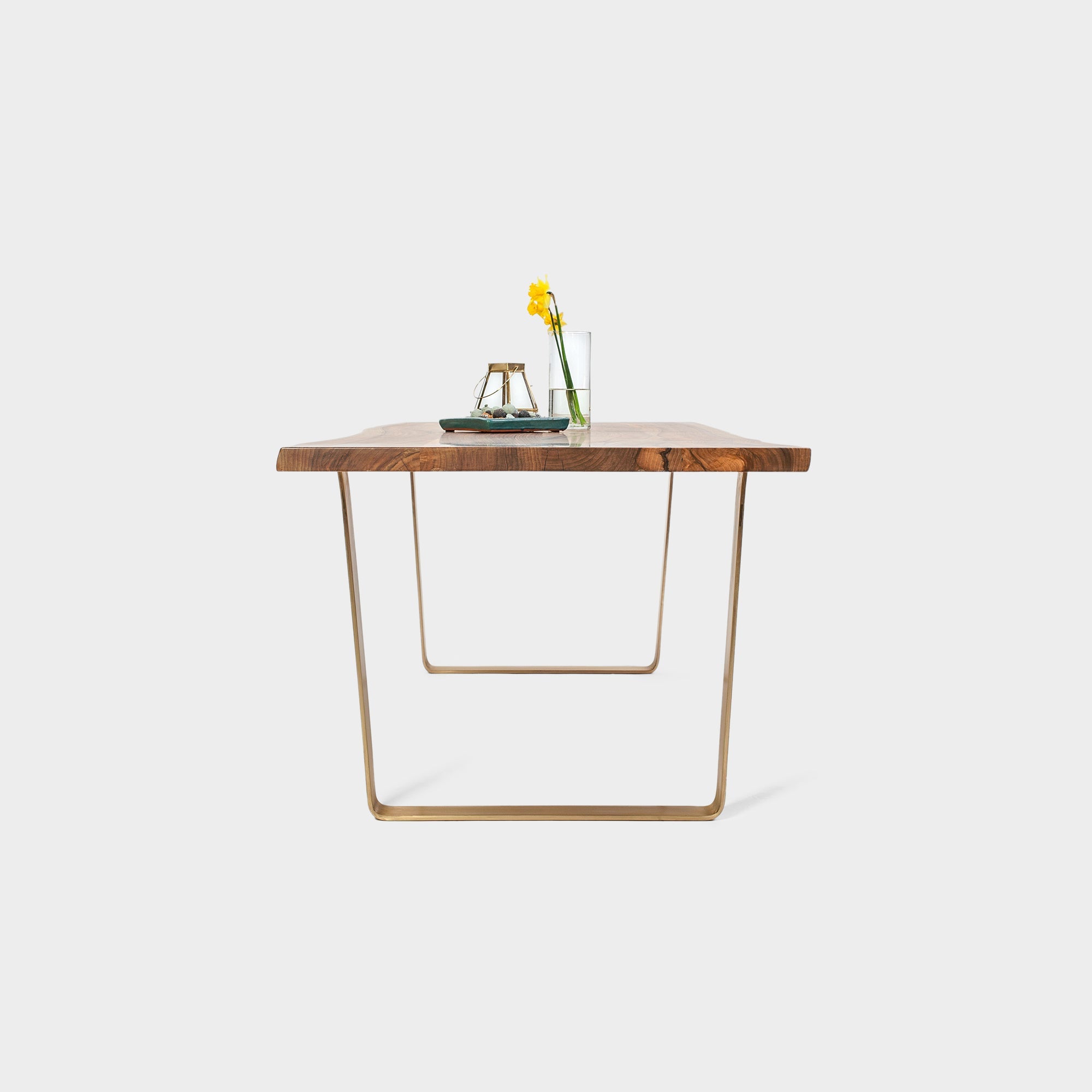 Walnut Dining Table on Brass U-Legs | MILANO-Hardman Design