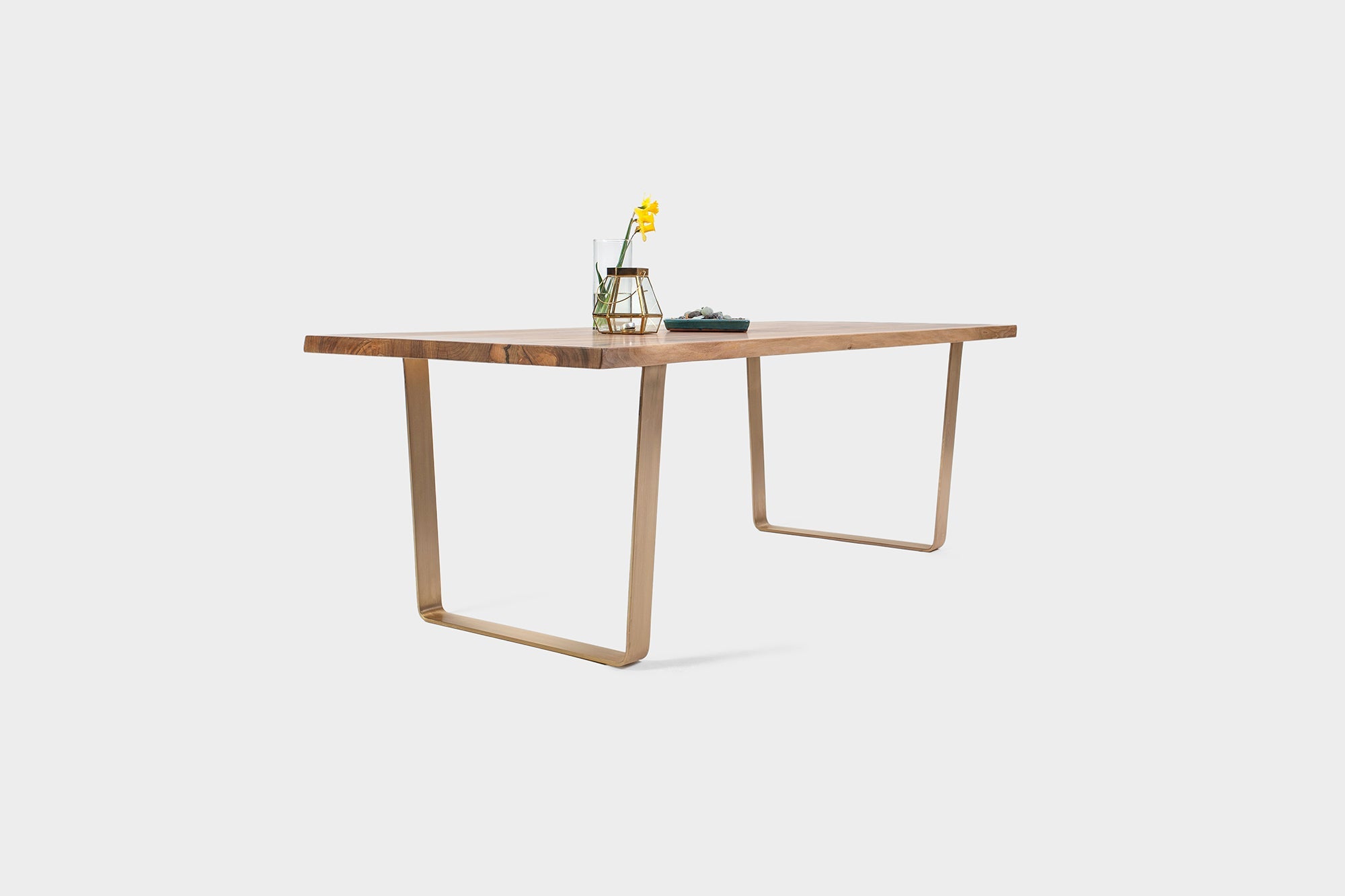 Walnut Dining Table on Brass U-Legs | MILANO-Hardman Design