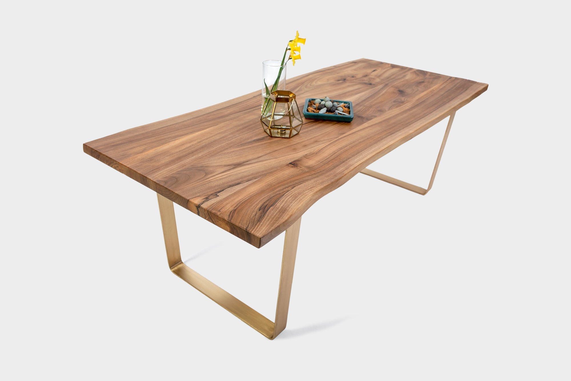 Walnut Dining Table on Brass U-Legs | MILANO-Hardman Design