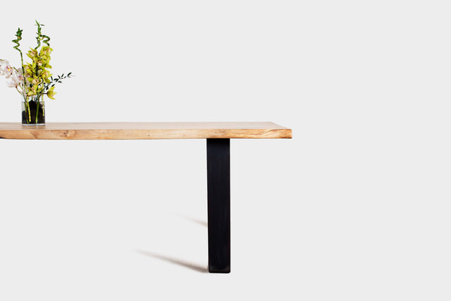 Live Edge Dining Table on Steel Legs Made from two Oak Boards | JULIA-Hardman Design