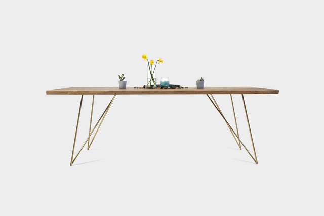 Mid Century Modern Walnut Dining Table on Brass Legs | EMILIE-Hardman Design