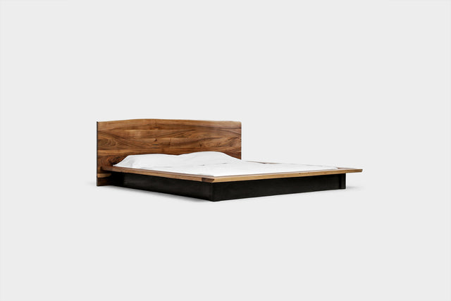 Walnut Platform Bed Frame and Headboard in Twin, King and Queen Size | KAATJE-Hardman Design