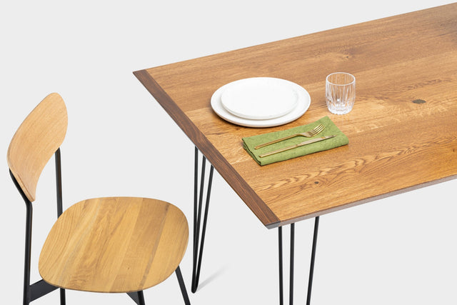 EVE | Mid Century Modern Walnut Dining Table on Steel Legs