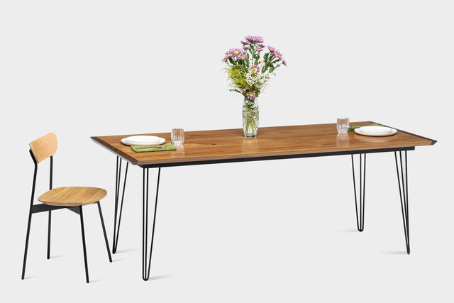 EVE | Mid Century Modern Walnut Dining Table on Steel Legs
